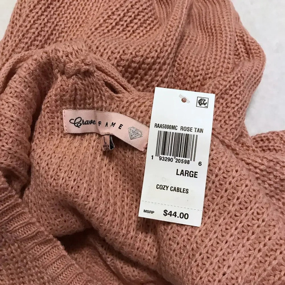 Crave Fame NWT Rose Pink Knit Sweater Juniors L - Picture 8 of 10